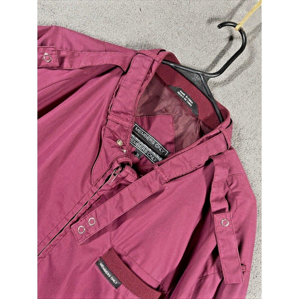 Vintage Members Only Men's 42 Maroon Dark Red Cafe Racer Jacket